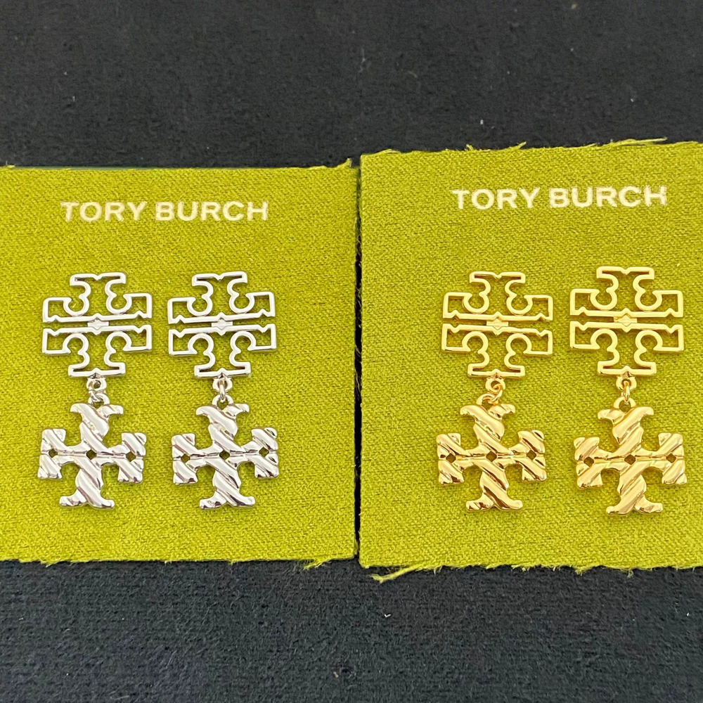 Tory Burch Trendy Hollow English Letter Earrings
